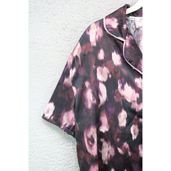 Jason Wu Short Sleeve Button-Up Satin Pajama Set-Medium-Drawstring-Pockets - Picture 12 of 16